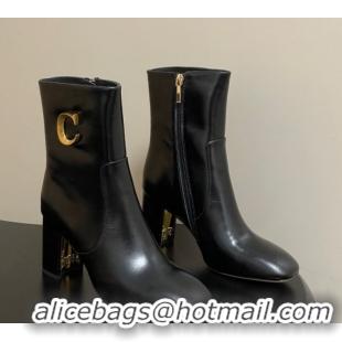 Luxury Cheap Dior D-Art Heeled Ankle Boots 8cm in Calfskin with CD Letters Black 1029043