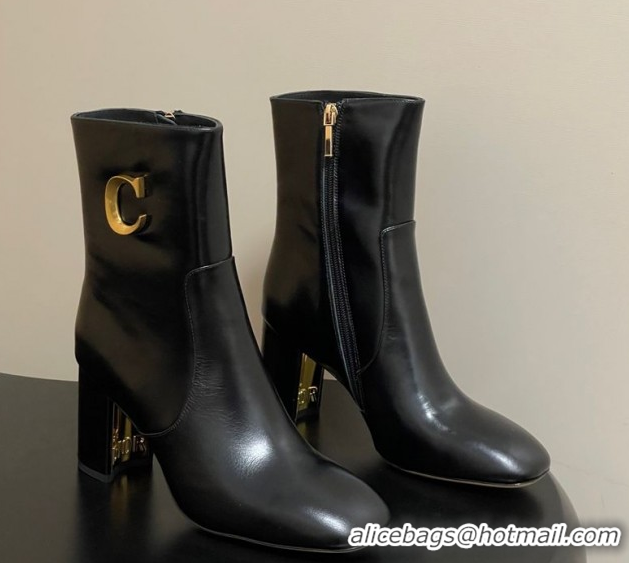 Luxury Cheap Dior D-Art Heeled Ankle Boots 8cm in Calfskin with CD Letters Black 1029043