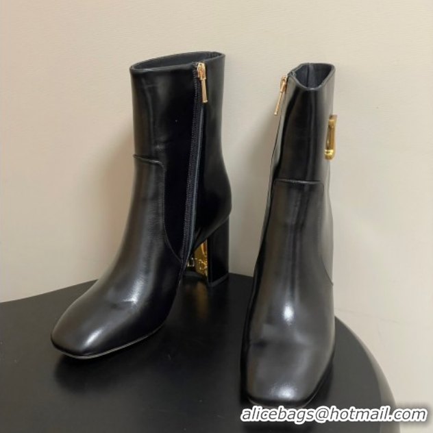 Luxury Cheap Dior D-Art Heeled Ankle Boots 8cm in Calfskin with CD Letters Black 1029043