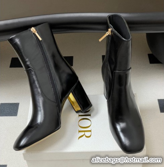 Luxury Cheap Dior D-Art Heeled Ankle Boots 8cm in Calfskin with CD Letters Black 1029043