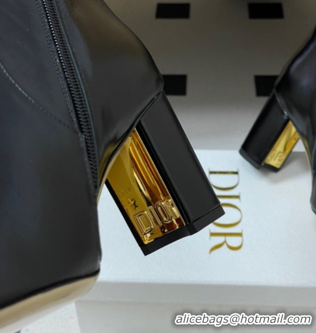 Luxury Cheap Dior D-Art Heeled Ankle Boots 8cm in Calfskin with CD Letters Black 1029043