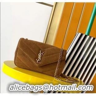 Promotional Saint Laurent Loulou Mini Bag in Matelasse Suede 821749 Brown 2025
