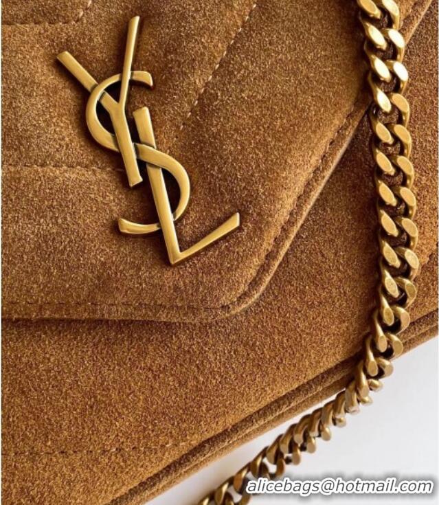 Promotional Saint Laurent Loulou Mini Bag in Matelasse Suede 821749 Brown 2025