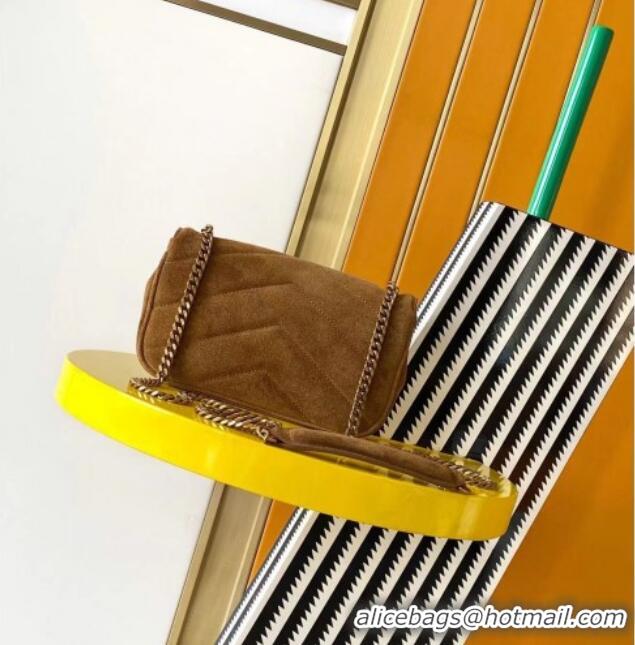 Promotional Saint Laurent Loulou Mini Bag in Matelasse Suede 821749 Brown 2025