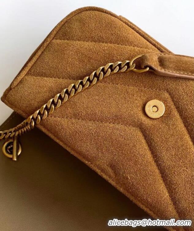 Promotional Saint Laurent Loulou Mini Bag in Matelasse Suede 821749 Brown 2025