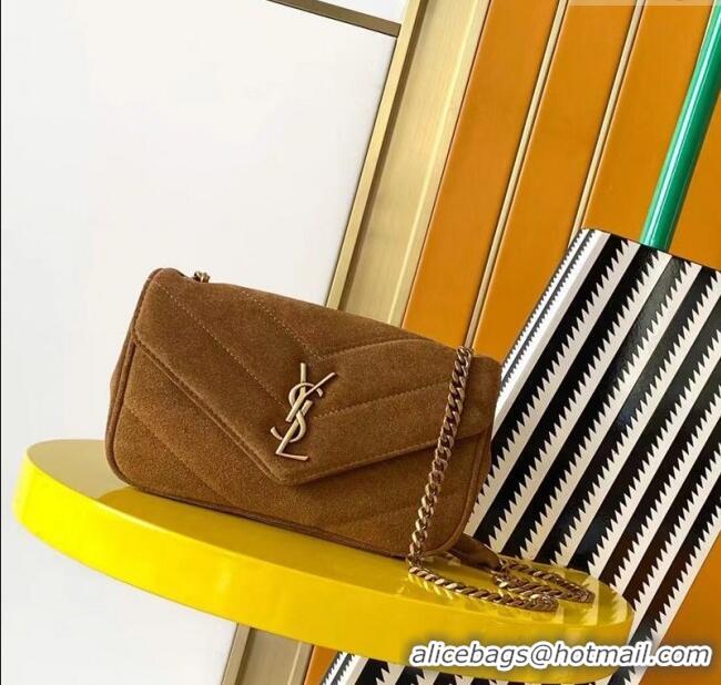 Promotional Saint Laurent Loulou Mini Bag in Matelasse Suede 821749 Brown 2025