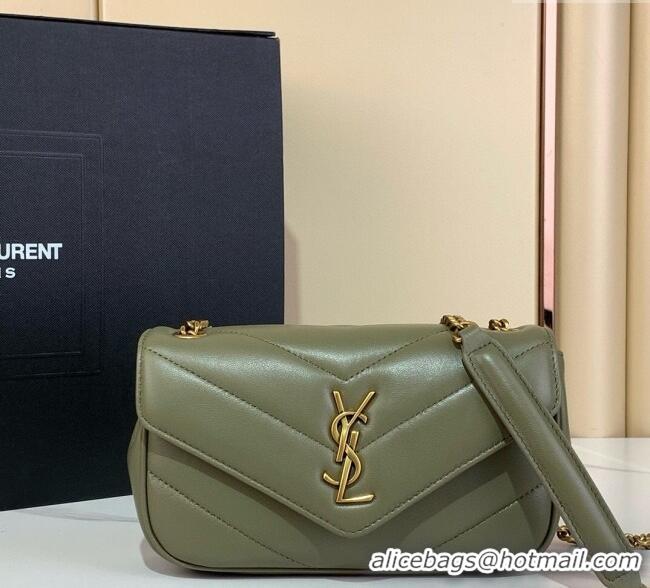 Super Quality Saint Laurent Loulou Mini Bag in Matelasse Lambskin 821749 Moss Green 2025