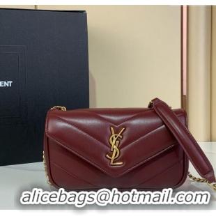 Top Grade Saint Laurent Loulou Mini Bag in Matelasse Lambskin 821749 Rouge Cabernet Red 2025