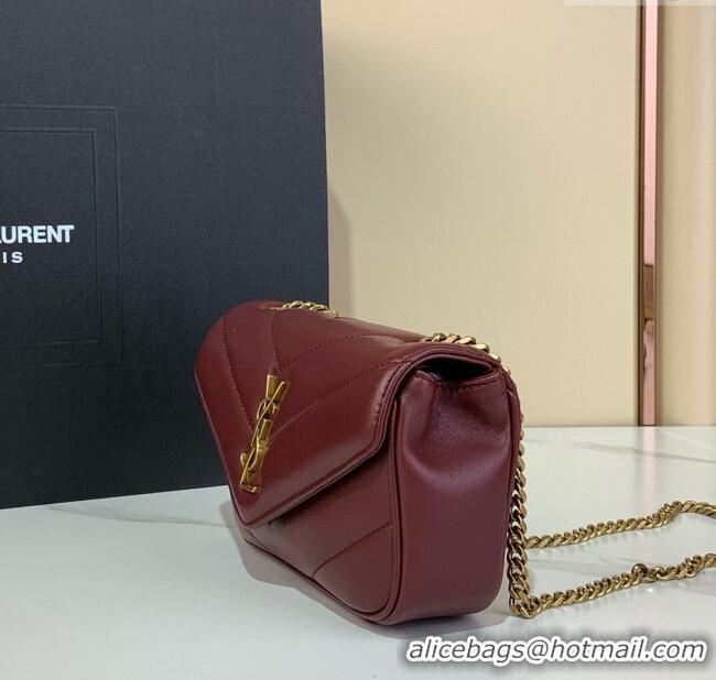 Top Grade Saint Laurent Loulou Mini Bag in Matelasse Lambskin 821749 Rouge Cabernet Red 2025