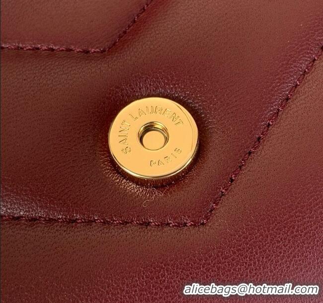 Top Grade Saint Laurent Loulou Mini Bag in Matelasse Lambskin 821749 Rouge Cabernet Red 2025