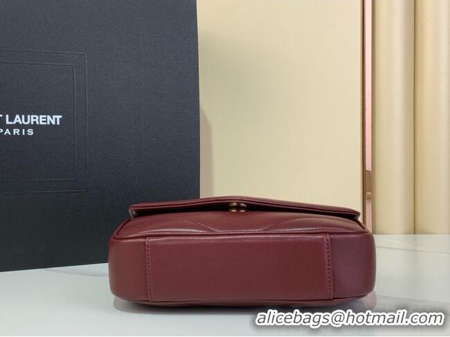 Top Grade Saint Laurent Loulou Mini Bag in Matelasse Lambskin 821749 Rouge Cabernet Red 2025