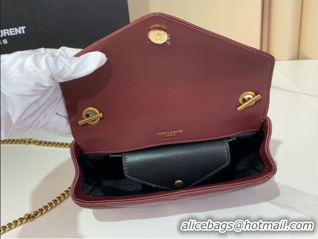 Top Grade Saint Laurent Loulou Mini Bag in Matelasse Lambskin 821749 Rouge Cabernet Red 2025