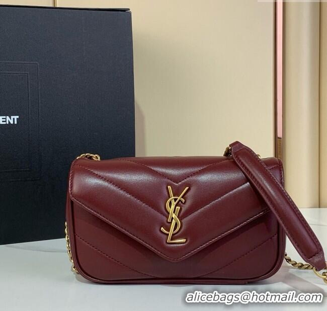 Top Grade Saint Laurent Loulou Mini Bag in Matelasse Lambskin 821749 Rouge Cabernet Red 2025