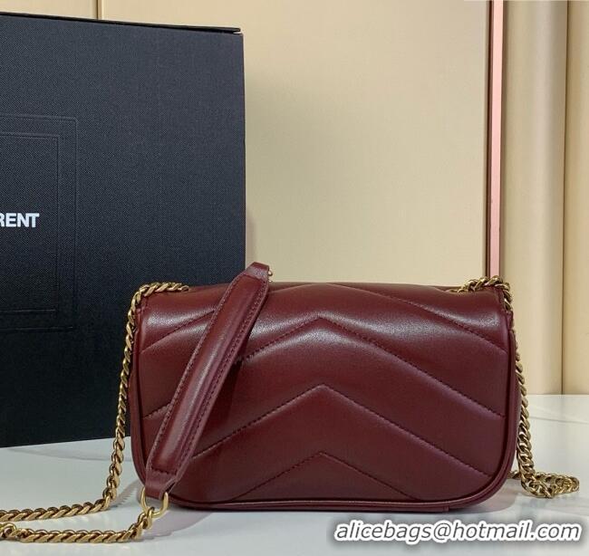 Top Grade Saint Laurent Loulou Mini Bag in Matelasse Lambskin 821749 Rouge Cabernet Red 2025