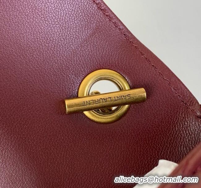 Top Grade Saint Laurent Loulou Mini Bag in Matelasse Lambskin 821749 Rouge Cabernet Red 2025