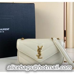 New Cheap Saint Laurent Loulou Mini Bag in Matelasse Lambskin 821749 White 2025