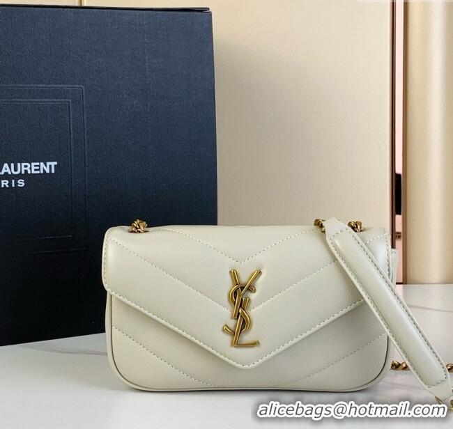 New Cheap Saint Laurent Loulou Mini Bag in Matelasse Lambskin 821749 White 2025