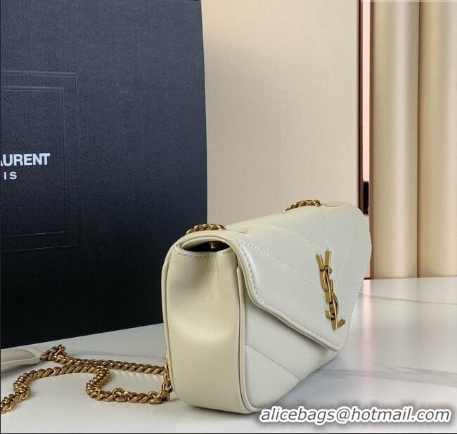 New Cheap Saint Laurent Loulou Mini Bag in Matelasse Lambskin 821749 White 2025