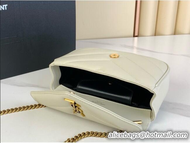 New Cheap Saint Laurent Loulou Mini Bag in Matelasse Lambskin 821749 White 2025