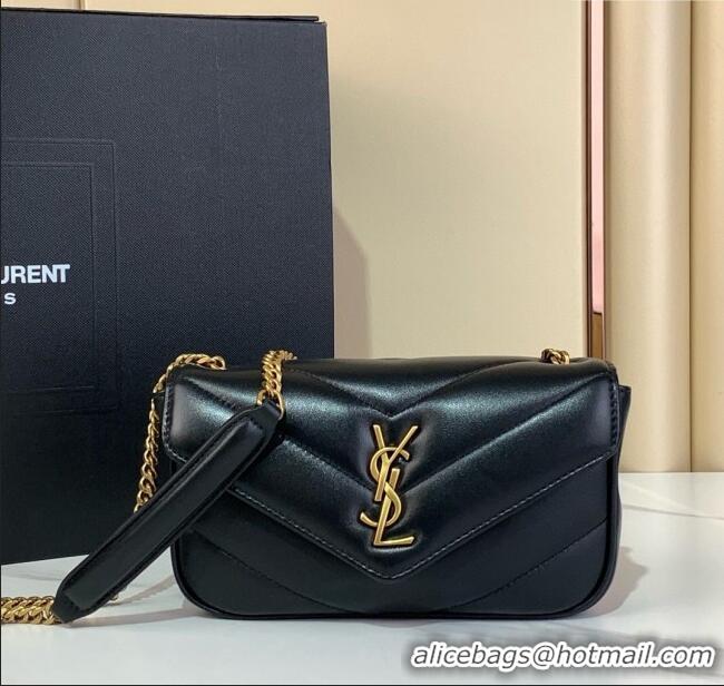 Famous Brand Saint Laurent Loulou Mini Bag in Matelasse Lambskin 821749 Black/Gold 2025