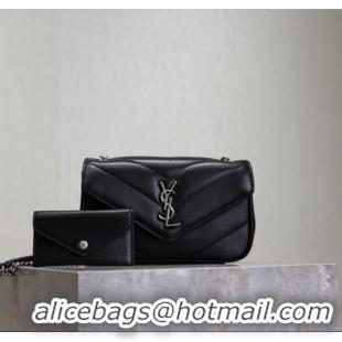 Buy Fashionable Saint Laurent Loulou Mini Bag in Matelasse Lambskin 821749 Black/Silver 2025
