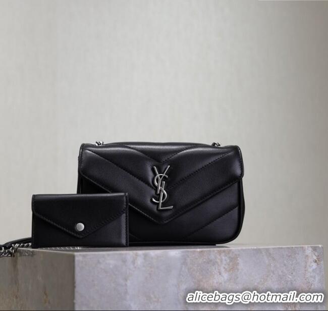 Buy Fashionable Saint Laurent Loulou Mini Bag in Matelasse Lambskin 821749 Black/Silver 2025