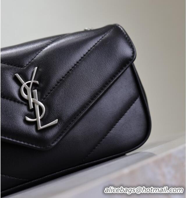 Buy Fashionable Saint Laurent Loulou Mini Bag in Matelasse Lambskin 821749 Black/Silver 2025