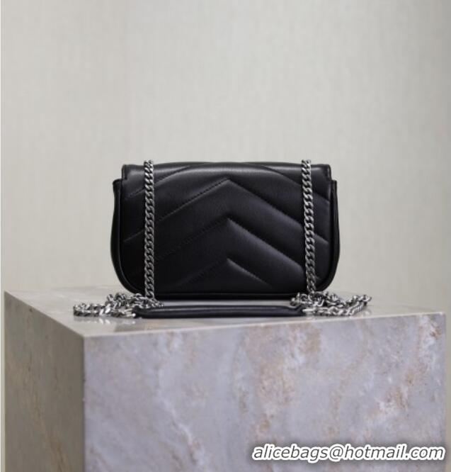 Buy Fashionable Saint Laurent Loulou Mini Bag in Matelasse Lambskin 821749 Black/Silver 2025