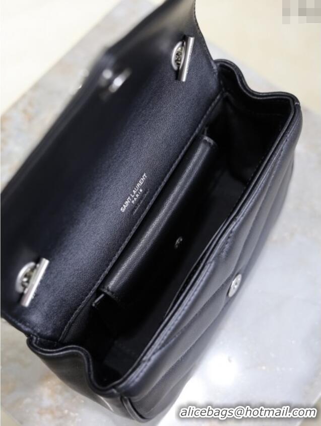 Buy Fashionable Saint Laurent Loulou Mini Bag in Matelasse Lambskin 821749 Black/Silver 2025
