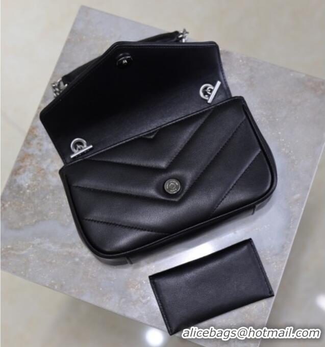 Buy Fashionable Saint Laurent Loulou Mini Bag in Matelasse Lambskin 821749 Black/Silver 2025