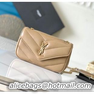 New Fashion Saint Laurent Loulou Mini Bag in Matelasse Lambskin 821749 Beige 2025