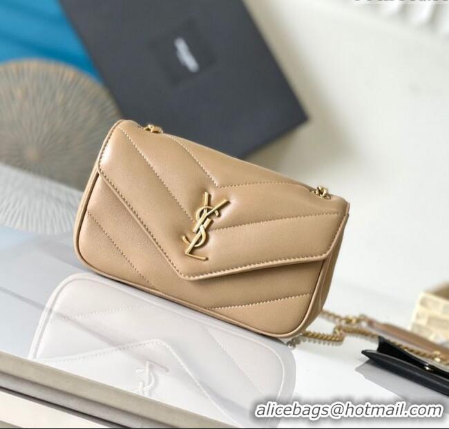 New Fashion Saint Laurent Loulou Mini Bag in Matelasse Lambskin 821749 Beige 2025