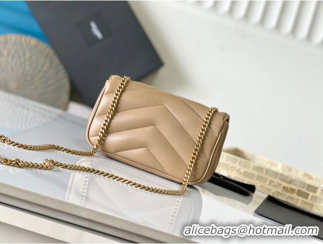 New Fashion Saint Laurent Loulou Mini Bag in Matelasse Lambskin 821749 Beige 2025