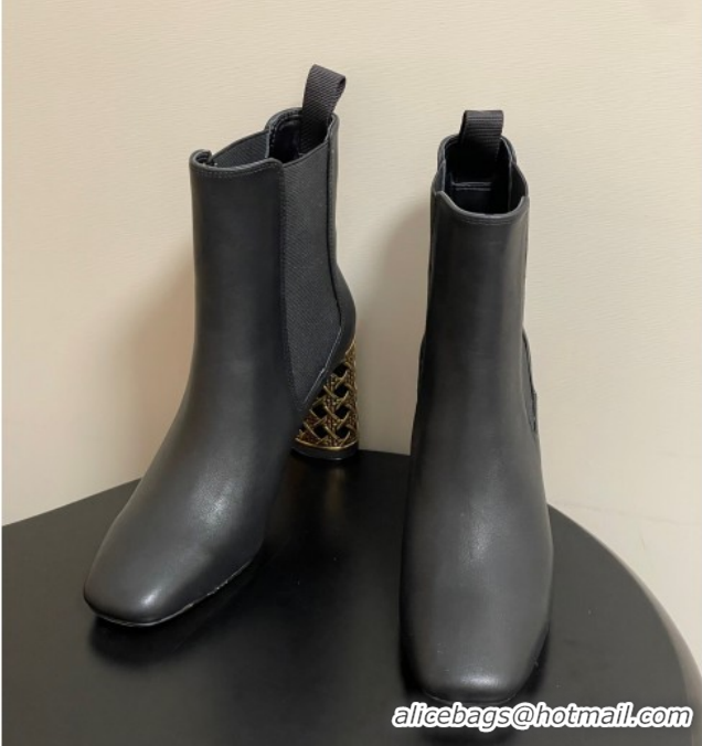 Purchase Dior Icon Ankle Boots 8cm Cannage Metal-Tone Heel in Calfskin Leather Black 1029048