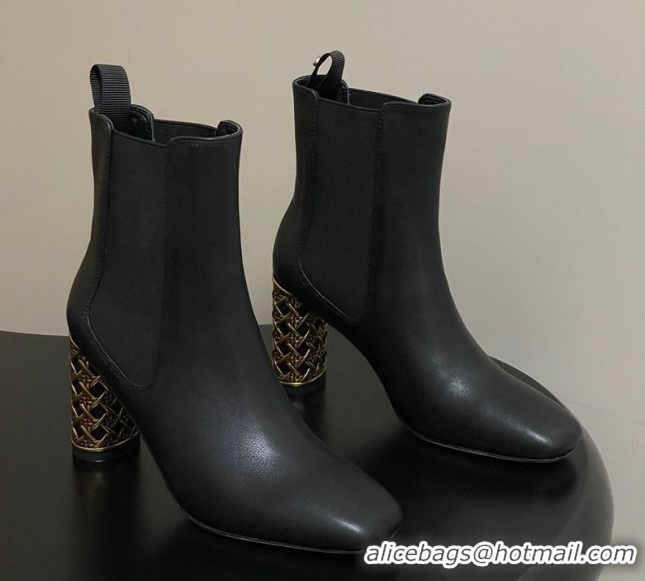 Purchase Dior Icon Ankle Boots 8cm Cannage Metal-Tone Heel in Calfskin Leather Black 1029048