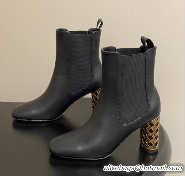 Purchase Dior Icon Ankle Boots 8cm Cannage Metal-Tone Heel in Calfskin Leather Black 1029048