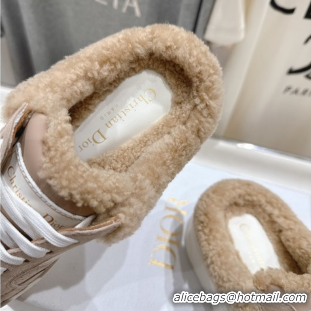 Classic Hot Dior Star Platform Sneaker Mules 5cm in Suede and Wool Beige 51029058