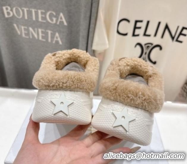 Classic Hot Dior Star Platform Sneaker Mules 5cm in Suede and Wool Beige 51029058