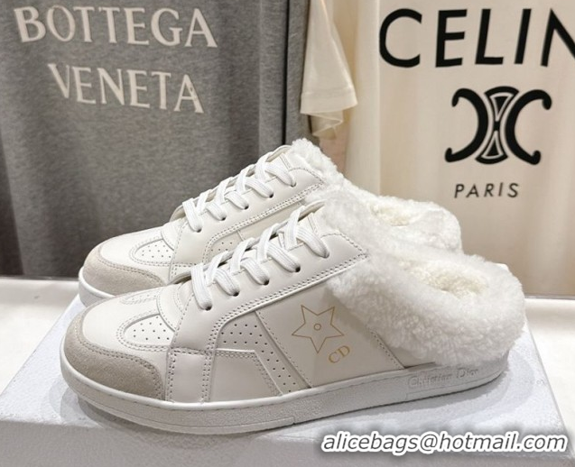 Buy Luxury Dior Star Sneaker Mules in Calfskin Leather and Wool White1 51029060