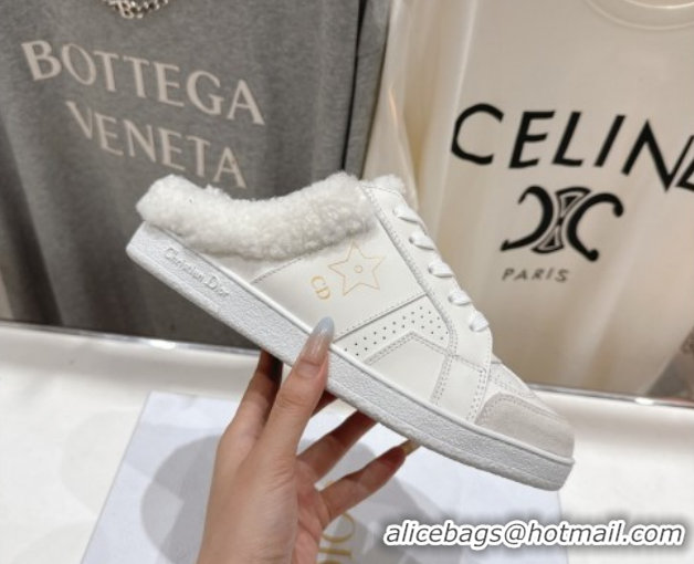 Buy Luxury Dior Star Sneaker Mules in Calfskin Leather and Wool White1 51029060