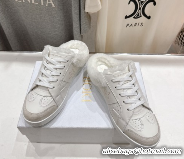 Buy Luxury Dior Star Sneaker Mules in Calfskin Leather and Wool White1 51029060