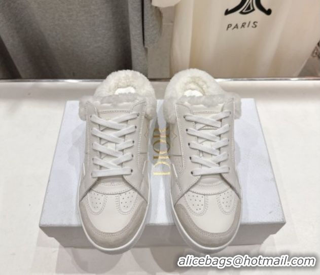 Buy Luxury Dior Star Sneaker Mules in Calfskin Leather and Wool White1 51029060