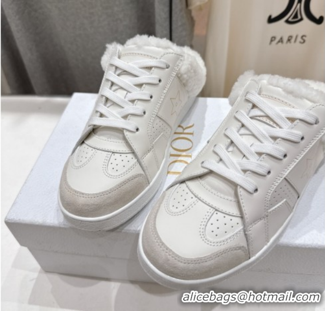 Buy Luxury Dior Star Sneaker Mules in Calfskin Leather and Wool White1 51029060