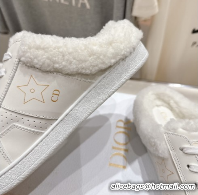 Buy Luxury Dior Star Sneaker Mules in Calfskin Leather and Wool White1 51029060