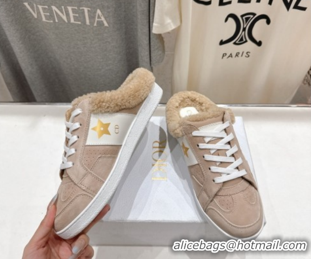 Perfect Dior Star Sneaker Mules in Suede and Wool Beige 51029061