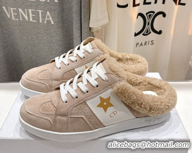 Perfect Dior Star Sneaker Mules in Suede and Wool Beige 51029061