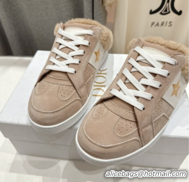 Perfect Dior Star Sneaker Mules in Suede and Wool Beige 51029061