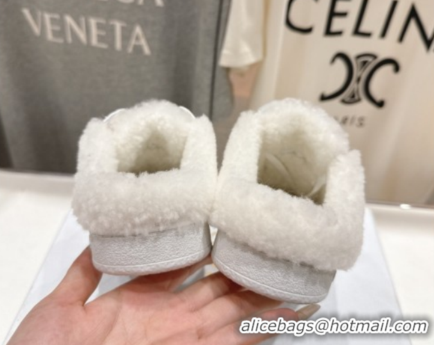 Durable Dior Star Sneaker Mules in Calfskin Leather and Wool White 51029062