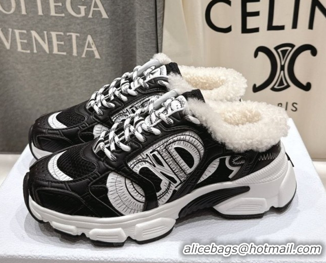 Best Product Dior Chrono Sneaker Mules in Mesh, Leather-Effect and Wool Black/White 51029063