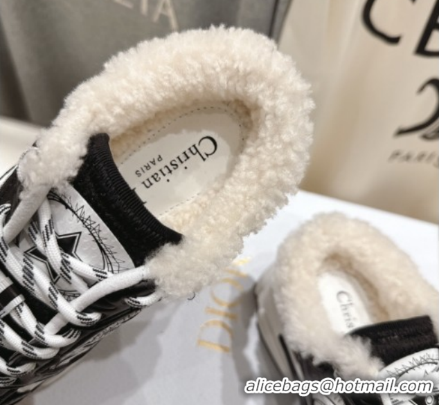 Best Product Dior Chrono Sneaker Mules in Mesh, Leather-Effect and Wool Black/White 51029063